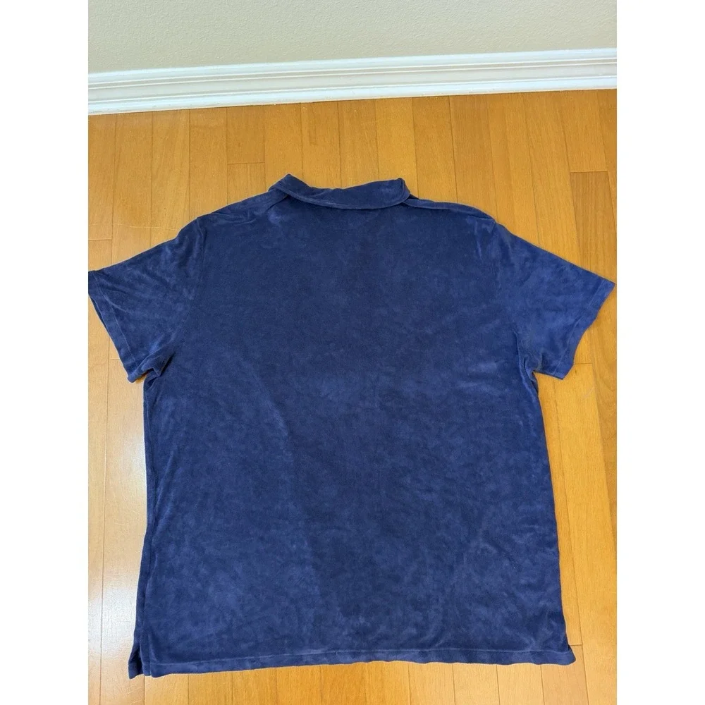 Polo Ralph Lauren Men's 4XB Navy Velour Polo Shirt Pony Logo Pocket Big & Tall